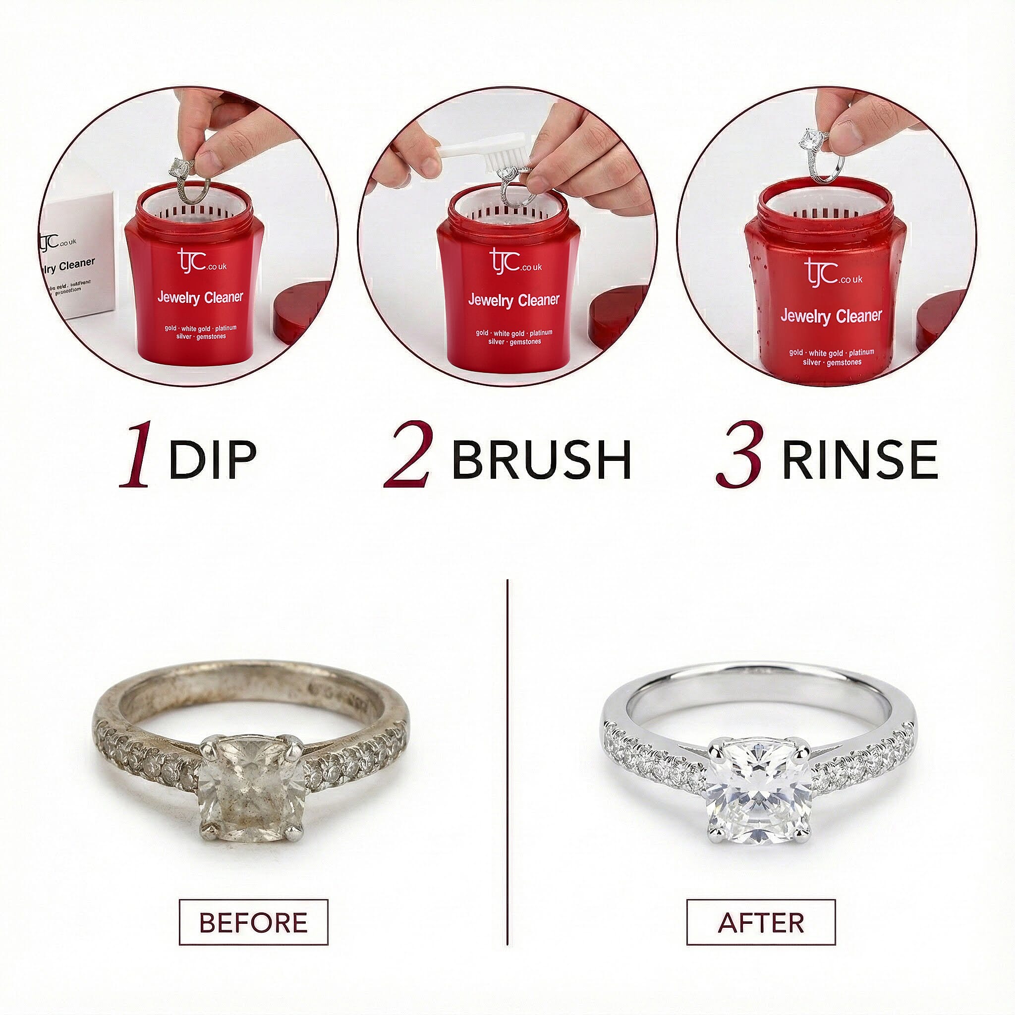 THE ULTIMATE UNIVERSAL JEWELLERY CLEANER - Eco-Friendly Non Toxic Natural Diamond Shine Formula For Gold, Silver, Platinum & All Gemstones (250 ml)